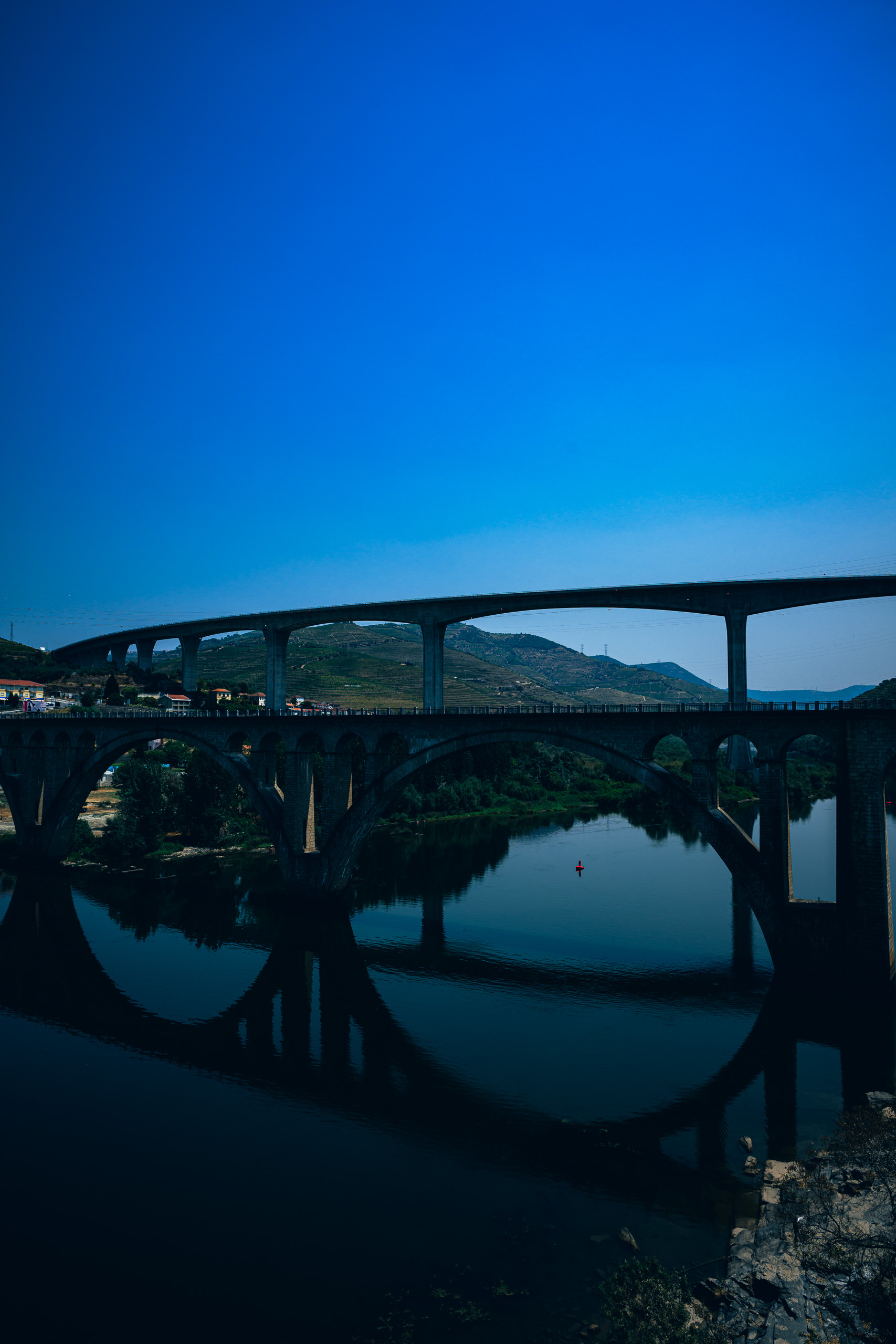 Presetiga. Kaks Douro silda ning nende peegeldus veidi vinasel keskpäeval — Atlantic Haze Cut presetiga.