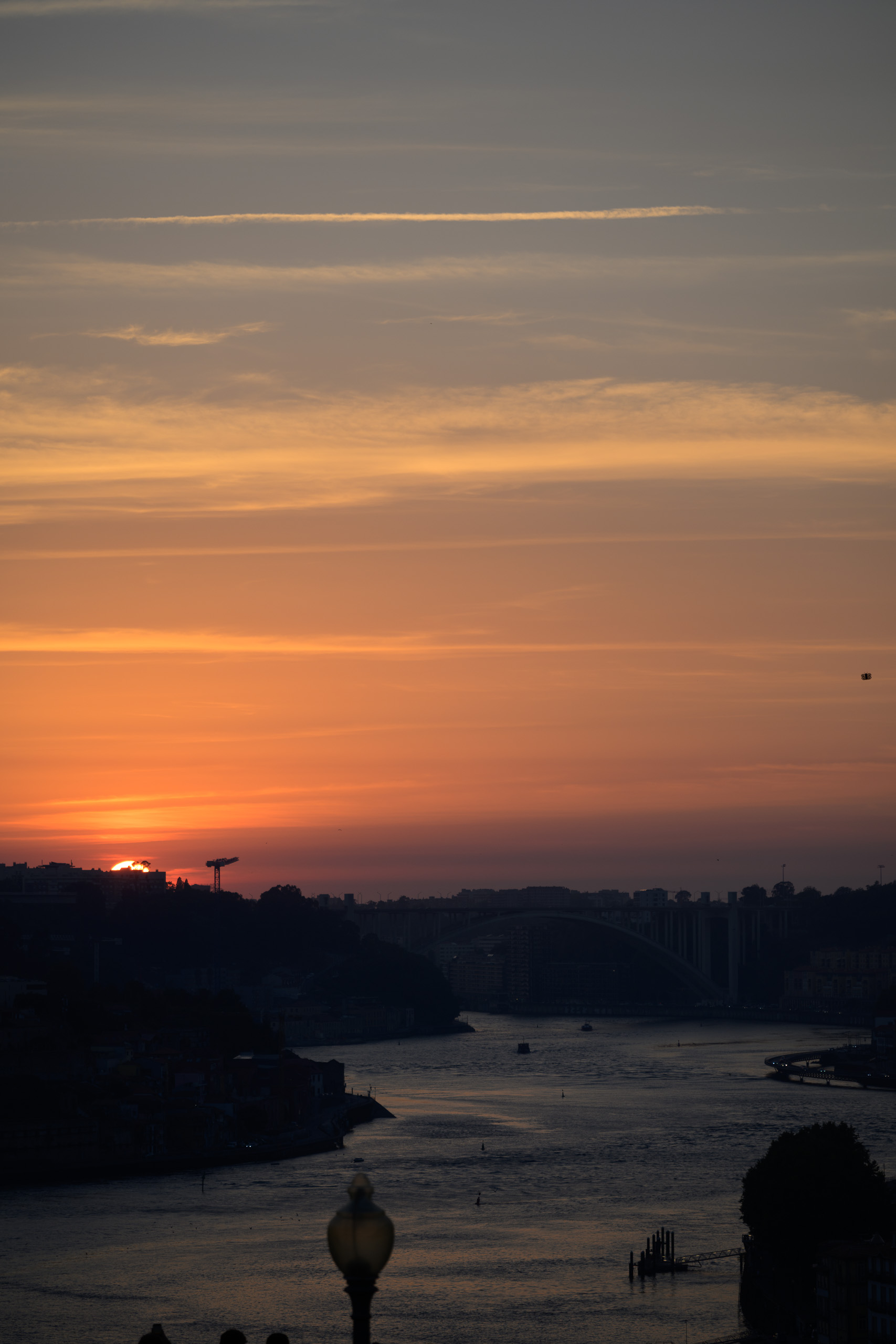 Before. Douro and Porto silhouettes just after sunset — before applying the preset.