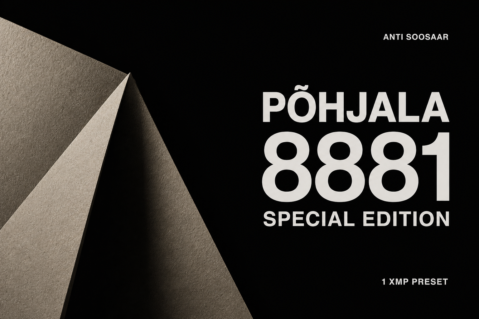 Põhjala 8881 Special Editioni kujundus heleda paberi ja varjudega.